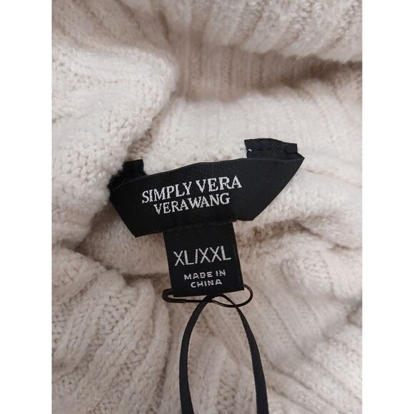 Simply Vera Wang Sweater Plus XXL Beige Chunky Cableknit LAGENLOOK Cowl Relaxed - Picture 14 of 16